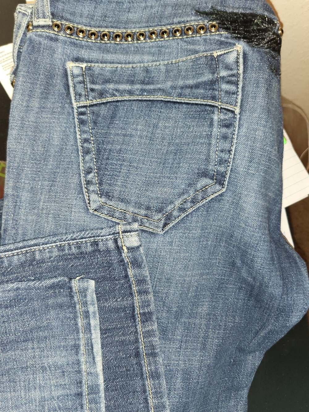 Ladies Blue Denim Robin's Jean with Studded Waist Detail